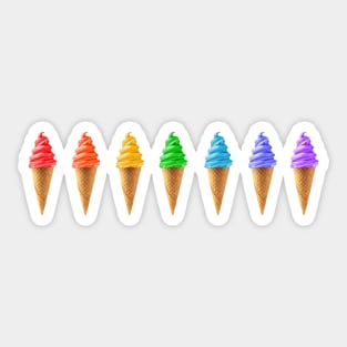 Rainbow Soft Serve Ice Cream Cones Sticker